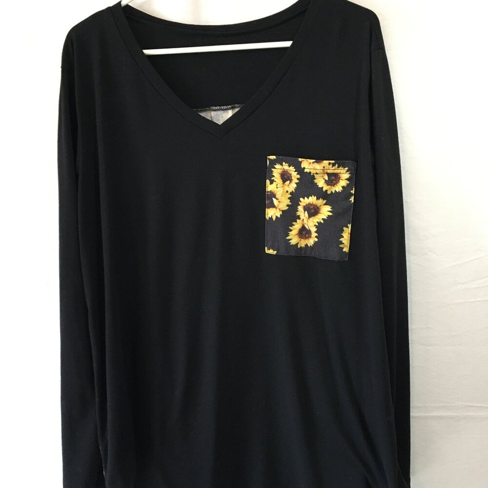 Plus Size Sunflower Long Sleeve Top